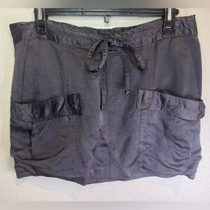 Jill Stuart Y2K Micro Mini Cargo Silky‎ Skirt Gray Pockets Frayed Womens Size 0